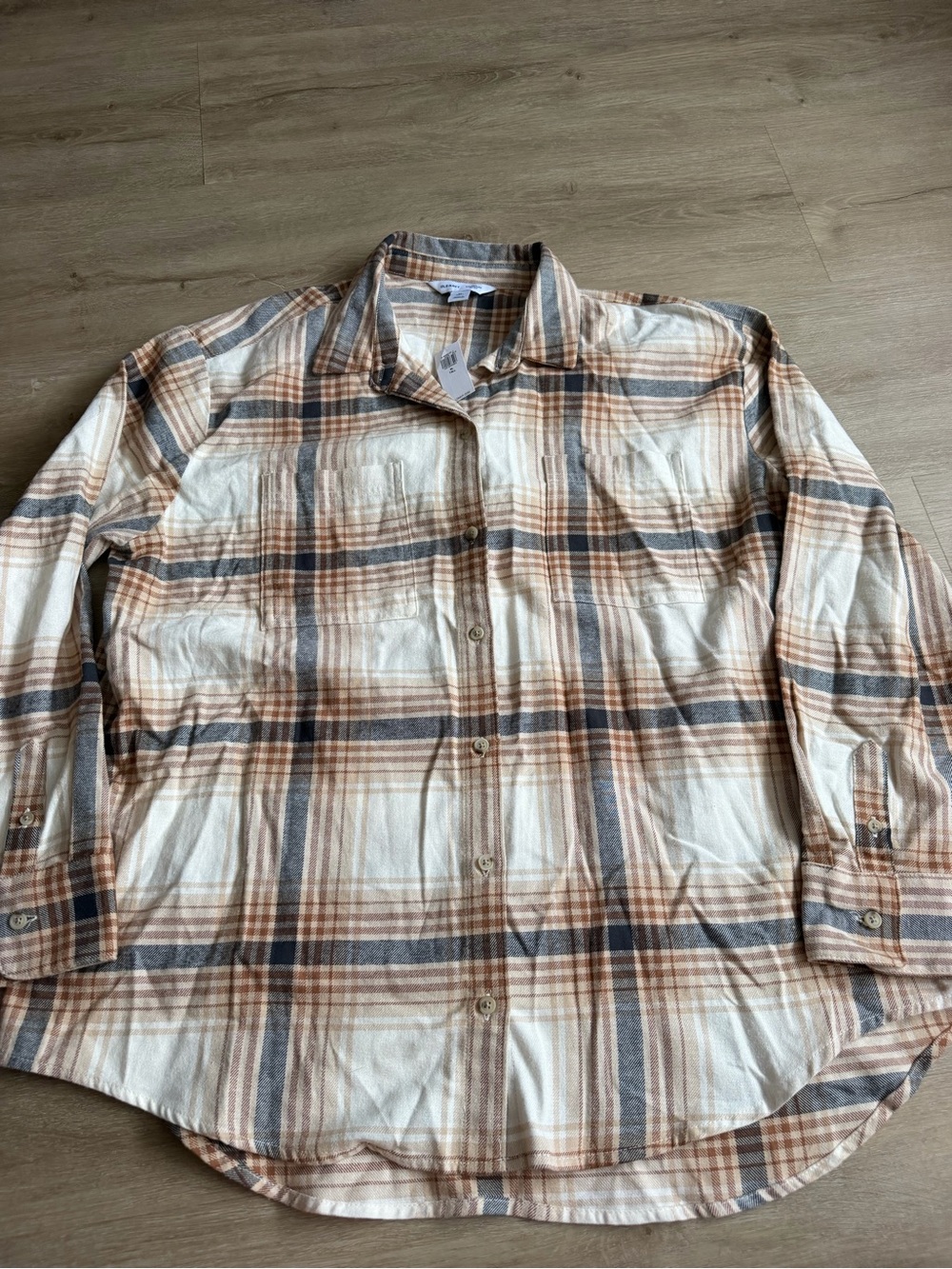Old Navy The Boyfriend Plaid Flannel Shirt XL Tall Oversized Button Up NWT